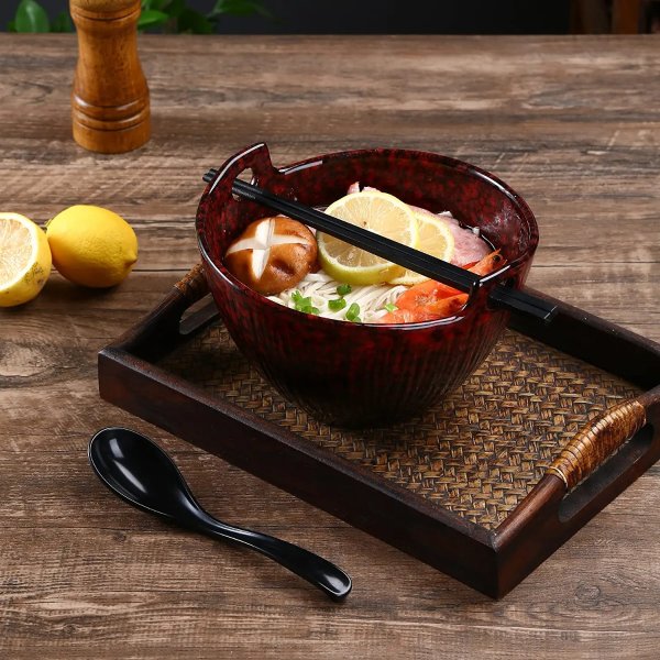 JH JIEMEI HOME 日式陶瓷拉面碗配勺子筷子 2套