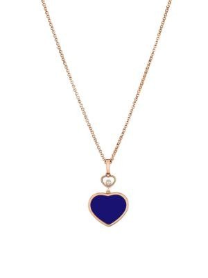 - Happy Hearts 18K Rose Gold, Diamond & Lapis Lazuli Heart Pendant Necklace