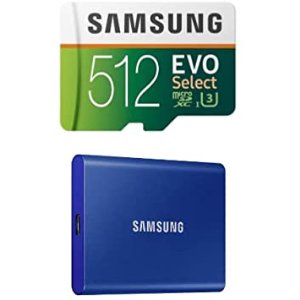 限今天：Samsung T7 1TB 移动固态硬盘 & EVO Select 512GB 存储卡