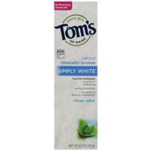 Tom's of Maine Simply White Natural Toothpaste, Clean Mint , 4.7 Ounce(Pack of 6)