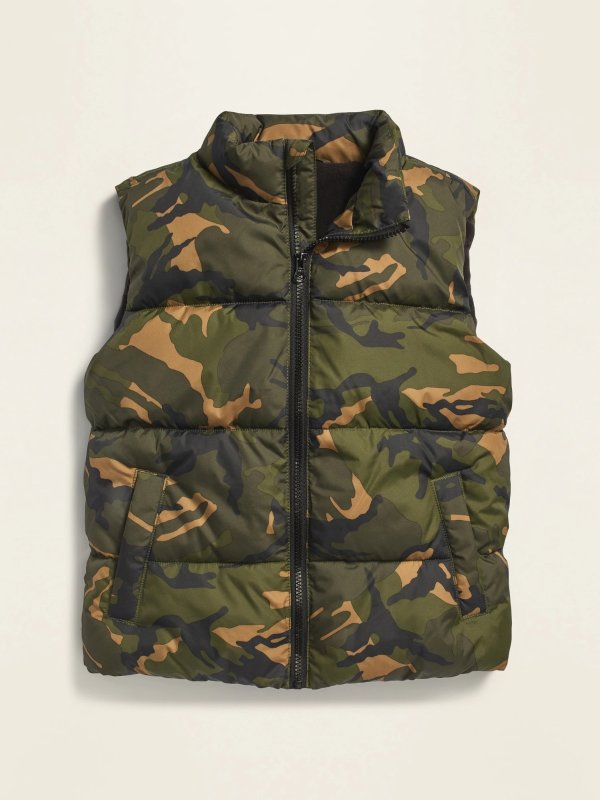 Frost-Free Zip-Front Puffer Vest for Boys