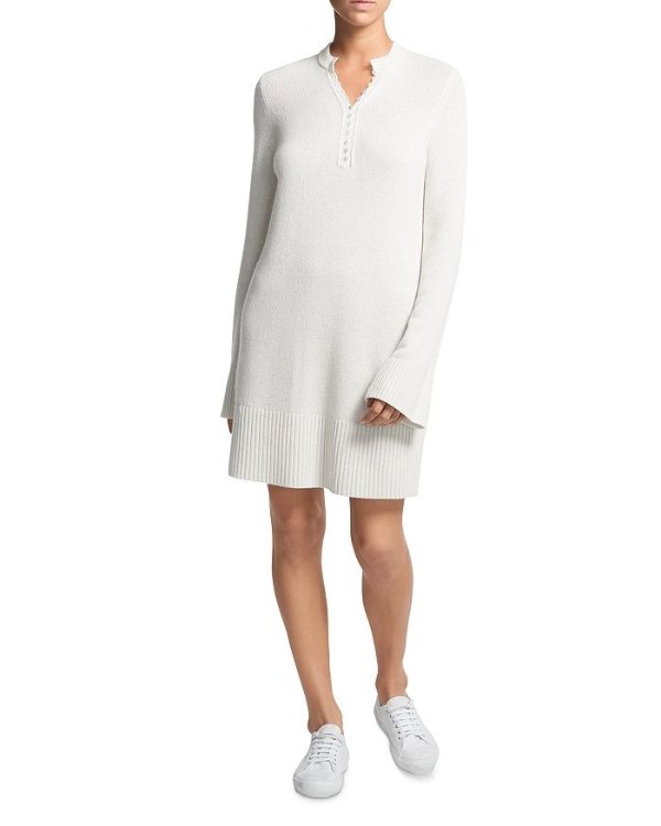 Cashmere Henley Sweater Dress