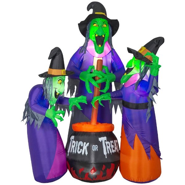6 ft. Inflatable Fire and Ice 3 Witches with Cauldron (GGR) Projection Airblown Scene