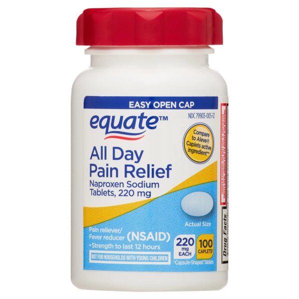 All Day Pain Relief Naproxen Sodium Caplets, 220 mg, 100 Count