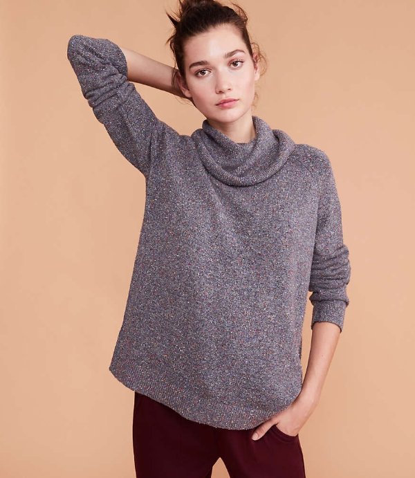 Lou & Grey Flecked Cowl Sweater | LOFT