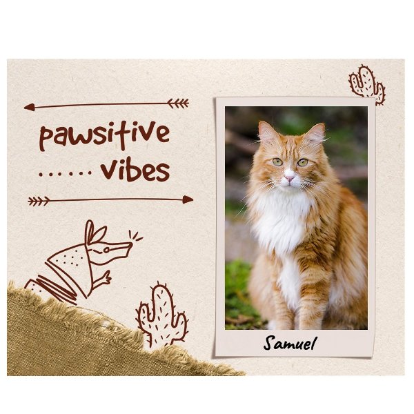 Personalized Side "Pawsitive Vibes" Picture Frame, 8 x 10 in