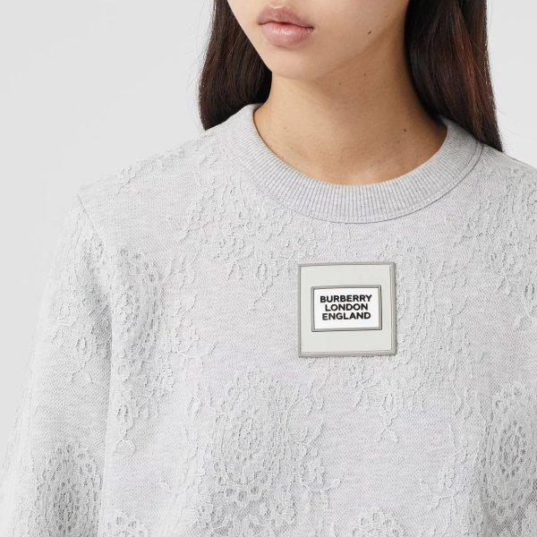 Logo Applique Lace Oversized Sweatshirt