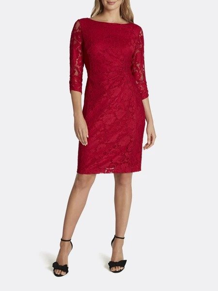 Floral Lace Side-Ruched Dress