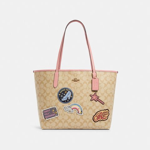 CoachDisney X Coach City Tote in Signature Canvas With Patches