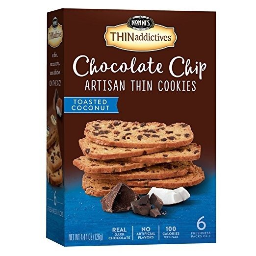 THINaddictives, Chocolate Chip Thin Cookies, Toasted Coconut, 6 Count, 4.4 Ounce