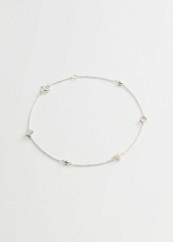 Gemstone Pearl Charm Bracelet