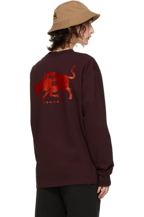 SSENSE Exclusive 88rising Burgundy Ox Long Sleeve T-Shirt