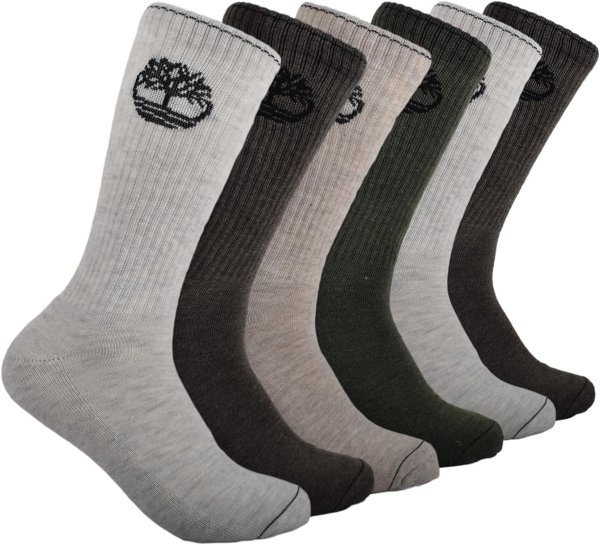 amazon Timberland Men's 6-Pack Crew Socks