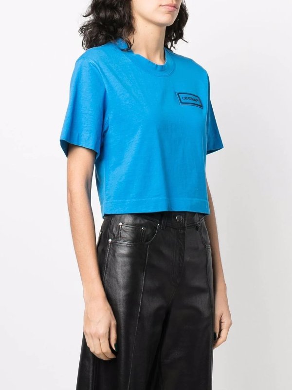 logo-patch cropped short-sleeve T-shirt