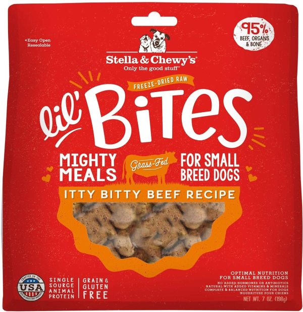 Lil' Bites Itty Bitty Beef Recipe Small Breed Freeze-Dried Raw Dog Food, 7-oz bag - Chewy.com