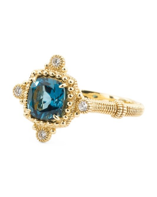 14k Gold London Blue Topaz And Diamond Ring