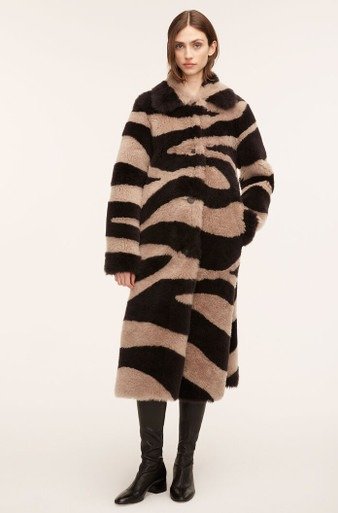 Zebra Patchwork Shearling Coat