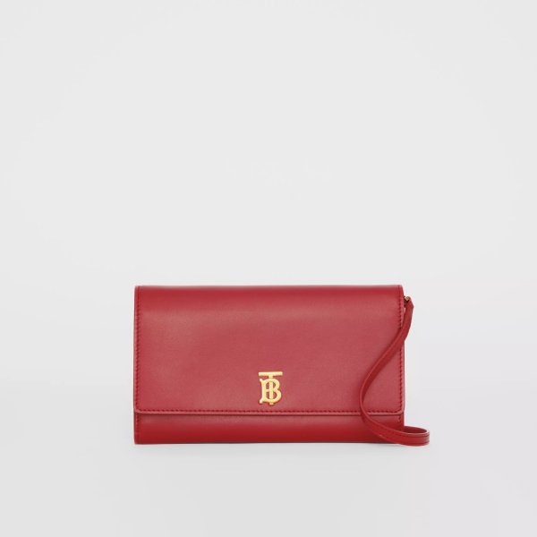 Monogram Motif Leather Wallet with Detachable Strap