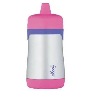 THERMOS FOOGO Vacuum Insulated Stainless Steel 10-Ounce Hard Spout Sippy Cup, Pink/Purple