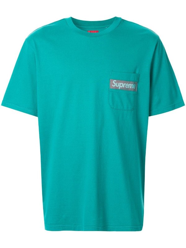 mesh stripe pocket T-shirt