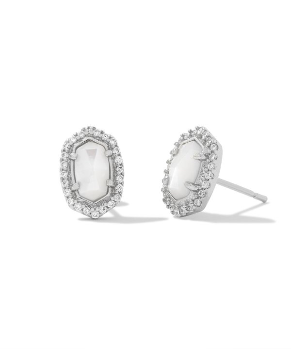 Cade Silver Stud Earrings in Ivory Mother-of-Pearl