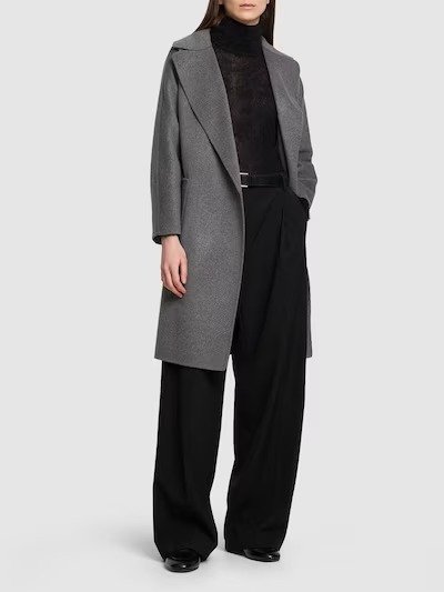 Rovo wool double belted midi coat