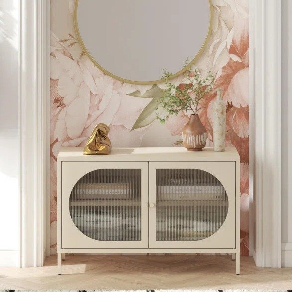 Luna 25.2'' Tall Accent Cabinet with Fluted Glass