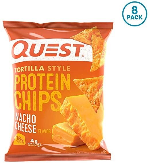 Tortilla Style Protein Chips, Nacho Cheese, Low Carb, Gluten Free, Baked, 1.1 Ounce (Pack of 8)