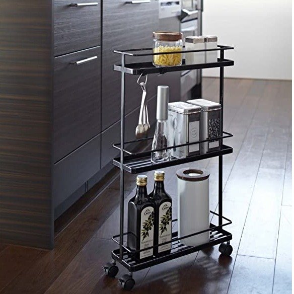 Rolling Kitchen Storage Cart-Portable Organizer Shelves, One Size, Black