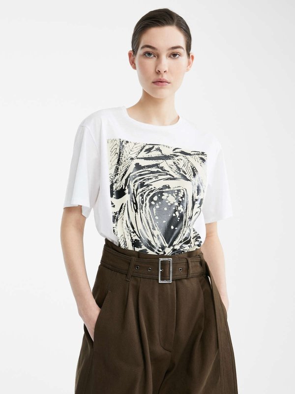 Re-Find cotton jersey T-shirt, optical white - "CAMPOS" Max Mara