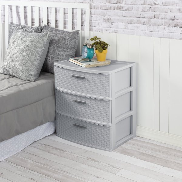 3 Drawer Wide Weave Tower Cement