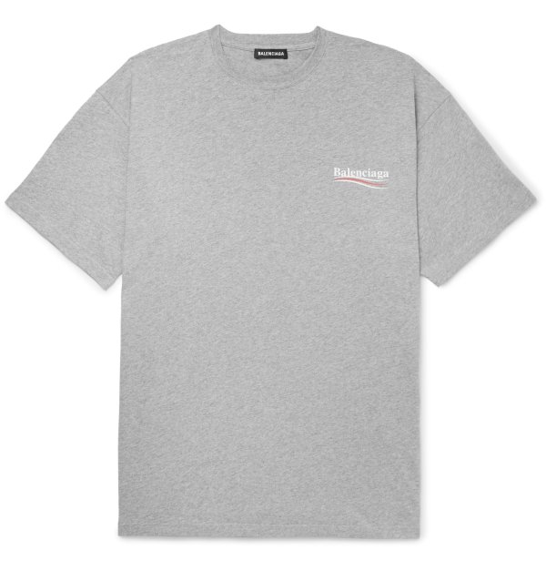 Balenciaga - Oversized Logo-Print Melange Cotton-Jersey T-Shirt