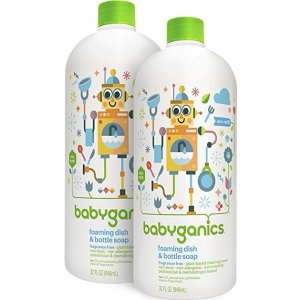 史低价：Babyganics 婴儿专用餐具泡沫清洁剂补充装 32盎司x2瓶