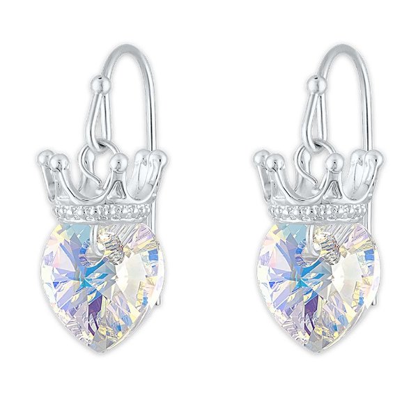 Princess Crystal Heart Crown Earrings | shop