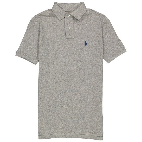 Grey Short Sleeve Basic Mesh Polo Shirt
