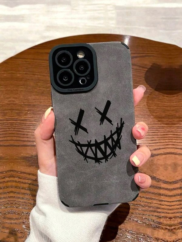 Smile Pattern Anti-Fall Phone Case Compatible With IPhone15/15Plus/15Pro/15Promax Grunge