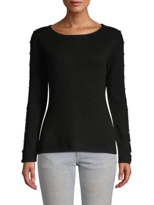 Faux-Pearl Embellished Cashmere Sweater