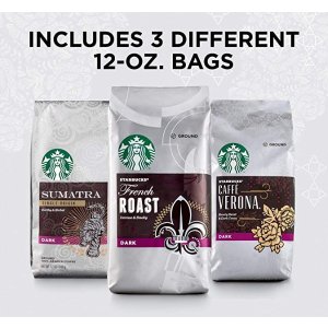 Starbucks 深度烘焙研磨咖啡豆 三种口味组合装
