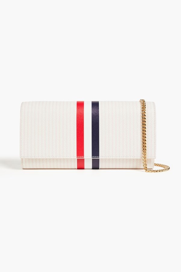 Striped pebbled-leather wallet
