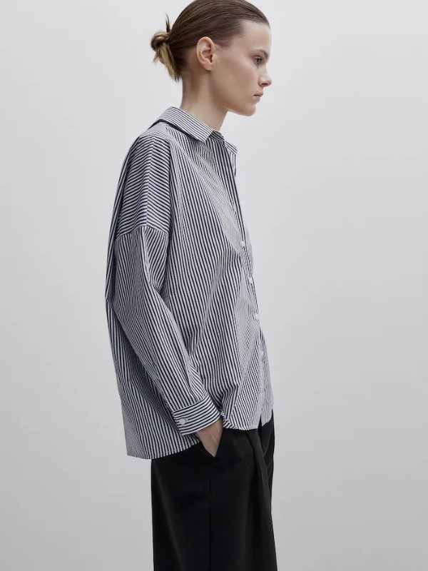 Striped poplin shirt with cut-out detail - Studio - Massimo Dutti