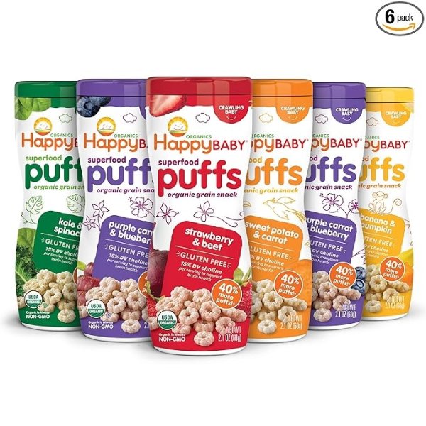 Happy Baby Organic Superfood Puffs Variety Pack, 2.1 Ounce