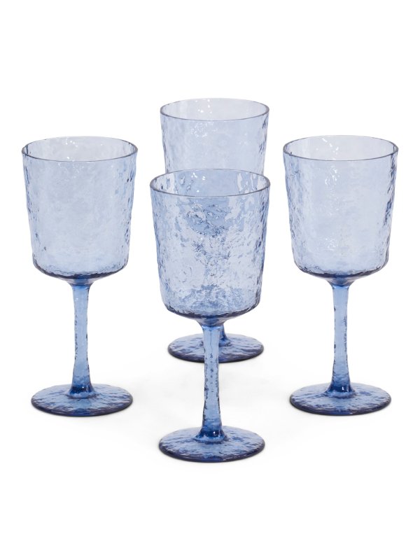 Set Of 4 Acrylic Organic Textured Wine Glasses
