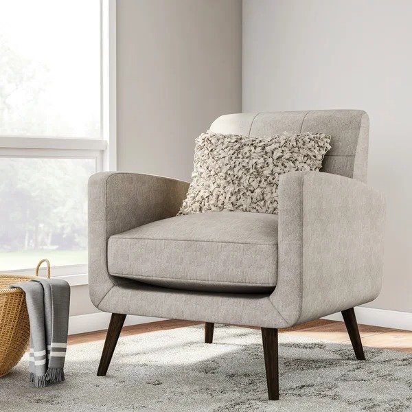 Keflavik Mid-century Dove Grey Linen Arm Chair