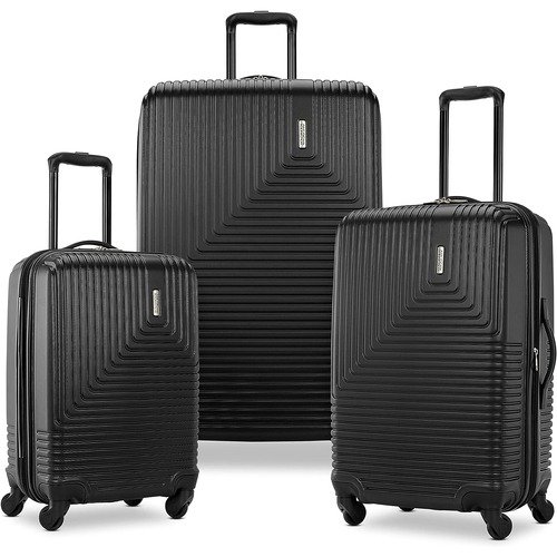 Groove Expandable Spinner Suitcase Set 20", 24", 28" - Black