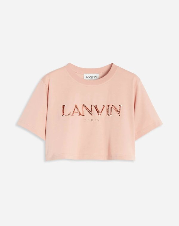 Short t-shirt with lanvin paris embroidery