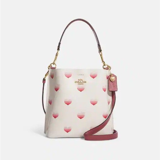 Mollie Bucket Bag 22 With Stripe Heart Print