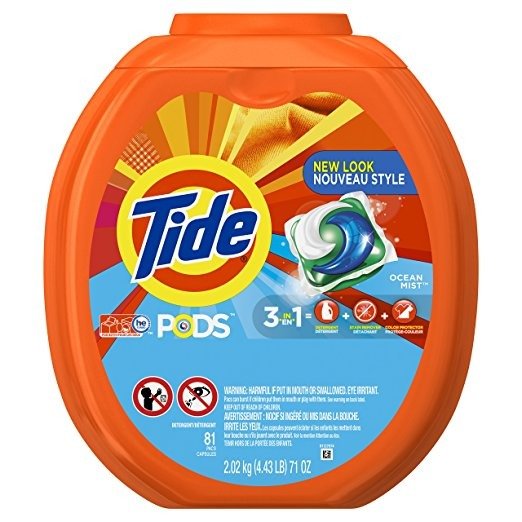 Pods 3 in 1 Liquid Detergent Pacs, Ocean Mist Scent, 81 Count Tub (Packaging May Vary)