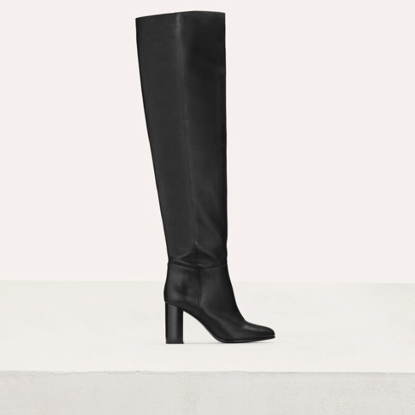 FOLD Heeled over-the-knee leather boots