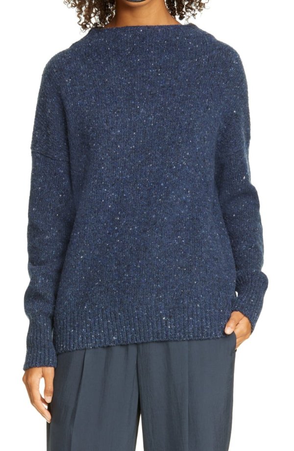 Funnel Neck Wool Blend Sweater