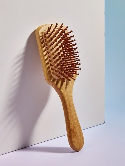 1pc Wood Grain Pattern Cushion Hair Brush